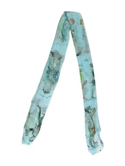 Pre-owned Faliero Sarti Printed Scarf In Blue