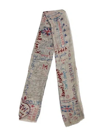 Pre-owned Faliero Sarti Printed Scarf In Gray