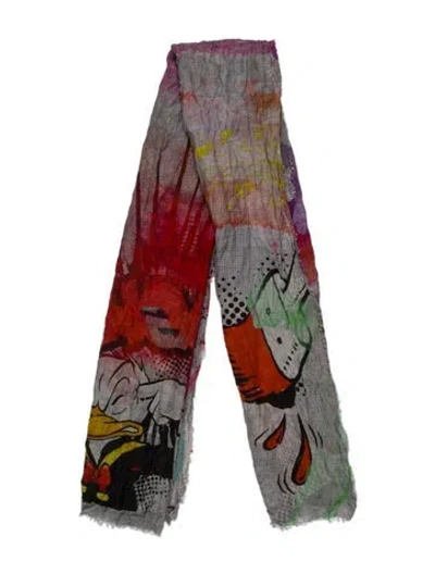 Pre-owned Faliero Sarti Printed Scarf In Gray