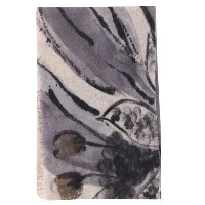 Faliero Sarti Rectangular Cashmere Scarf With Fringed Edges And Birch Pattern In Gray