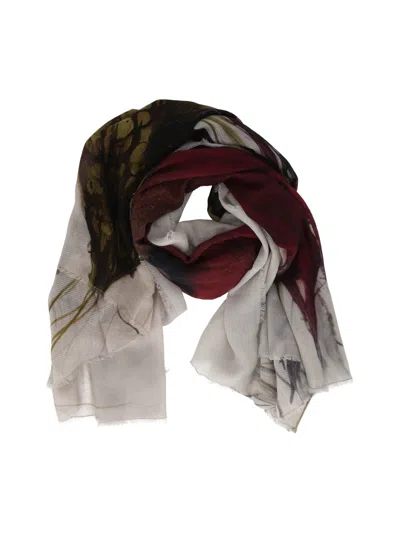 Faliero Sarti Rectangular Floral-patterned Wool And Cashmere Scarf In Multi