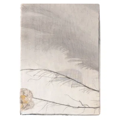 Faliero Sarti Rectangular Modal Blend Scarf With Fringed Edges And All-over Pattern In Gray