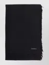 Faliero Sarti Rectangular Scarf Fringed Edges In Black