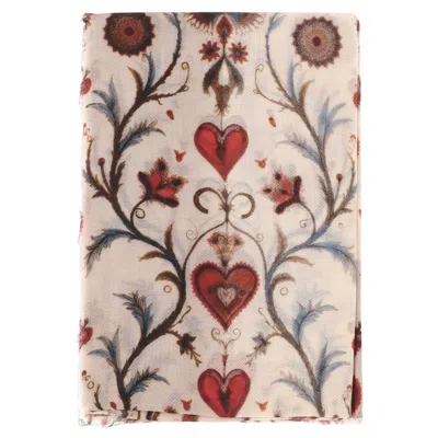 Faliero Sarti Rectangular Wool And Cashmere Scarf With Intricate Pattern In Multi