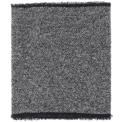 Faliero Sarti Rectangular Wool Blend Scarf With Fringed Edges And Herringbone Pattern In Neutral