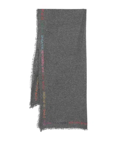 Faliero Sarti Scarf With Embroidered Letter In Gray