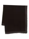 Faliero Sarti Textured Black Scarf With Fringed Edges In Black