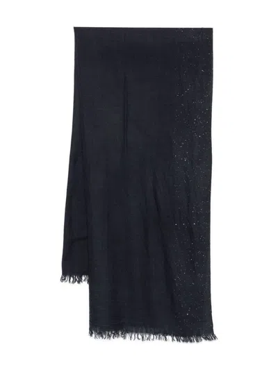 FALIERO SARTI NAVY BLUE 'KUNDY' SCARF WITH SEQUINS