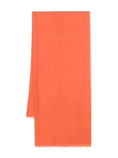 Faliero Sarti New Enry Frayed-hem Scarf In Orange