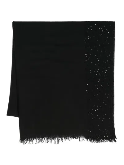 Faliero Sarti Sequined Fine-knit Scarf In 黑色