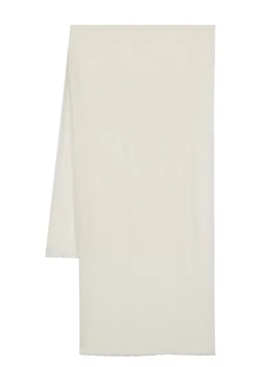 Faliero Sarti Sequined Frayed Scarf In White