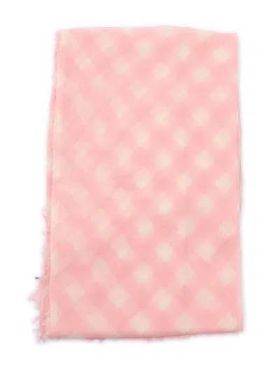 Faliero Sarti Sheralda Check 140x140 Scarf In Pink
