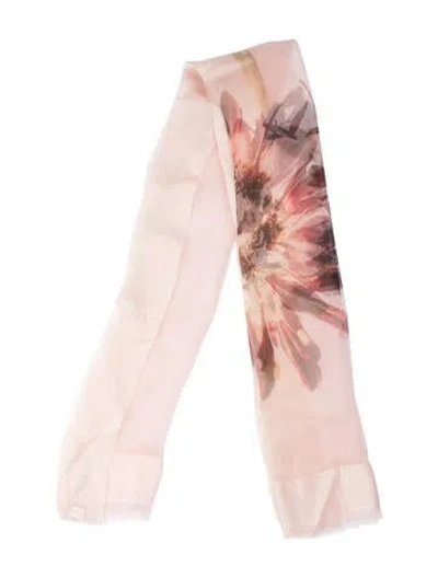 Pre-owned Faliero Sarti Silk Floral Print Shawl In Pink