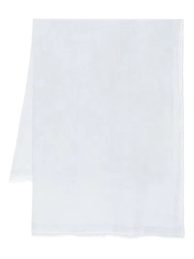 Faliero Sarti Sky Blue Soft Blend Scarf In White