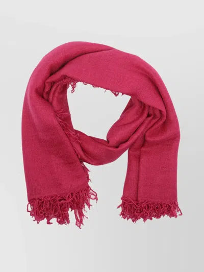 Faliero Sarti Soft Textured Scarf Fringed Edges In Red