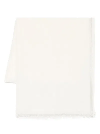 FALIERO SARTI SOFT TEXTURED WHITE SCARF WITH FRINGED EDGES