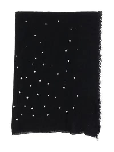 Faliero Sarti Star-print Frayed-edge Scarf In Black