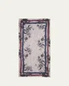 Faliero Sarti Stefanella Floral Outlined Cashmere Silk Scarf In Gray