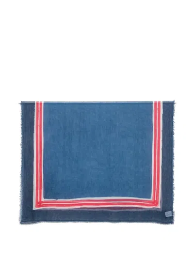 Faliero Sarti Stripe-pattern Frayed Scarf In Blue
