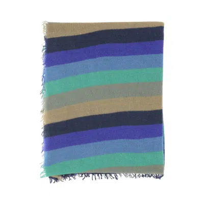 Faliero Sarti Strippy Cashmere Scarf In Blue