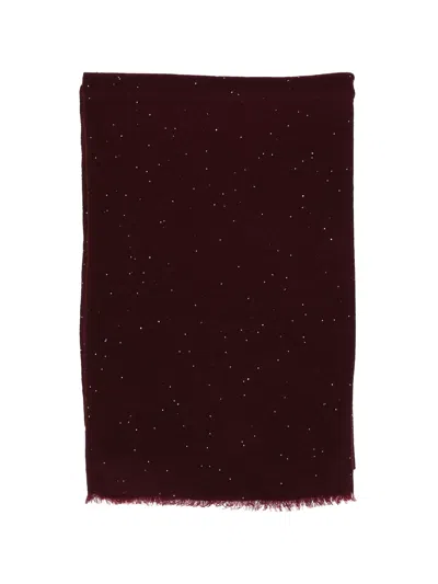 Faliero Sarti Sumptuous Wool Blend Scarf With Delicate Embellishments In Burgundy