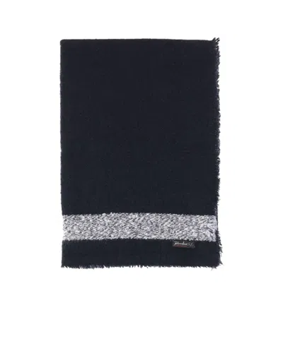Faliero Sarti Contrast-trim Frayed Scarf In Black