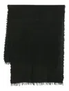 Faliero Sarti Textured Black Scarf With Fringed Edges In Black