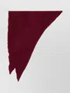 Faliero Sarti Triangular Cashmere Wool Scarf With Frayed Edges In Burgundy