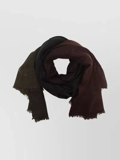Faliero Sarti Two-tone Scarf Featuring Fringed Edges In Brown
