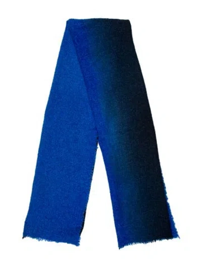 Pre-owned Faliero Sarti Virgin Wool Colorblock Pattern Scarf In Blue