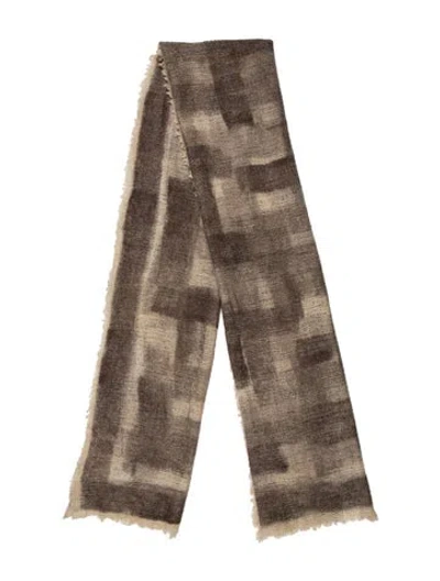 Pre-owned Faliero Sarti Virgin Wool Colorblock Pattern Shawl In Brown