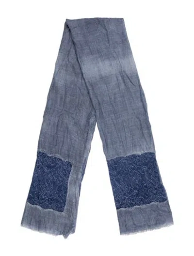 Pre-owned Faliero Sarti Virgin Wool Paisley Print Scarf In Blue