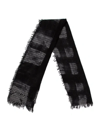 Pre-owned Faliero Sarti Virgin Wool Plaid Print Scarf In Gray