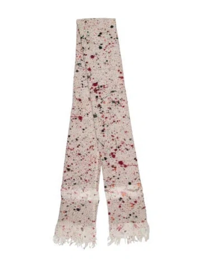 Pre-owned Faliero Sarti Virgin Wool Tweed Pattern Scarf In Pink