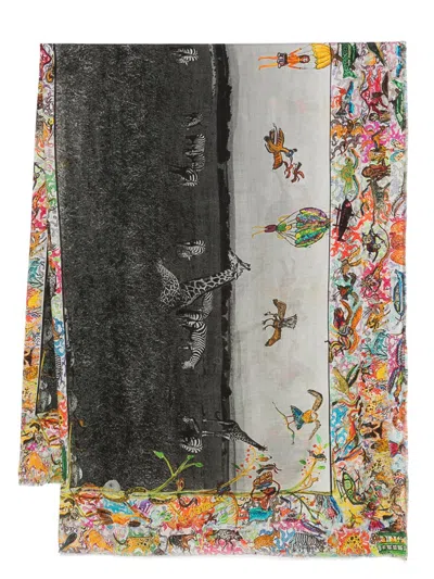 Faliero Sarti Women's Scarf With Giraffe And Zebra Print In Multi