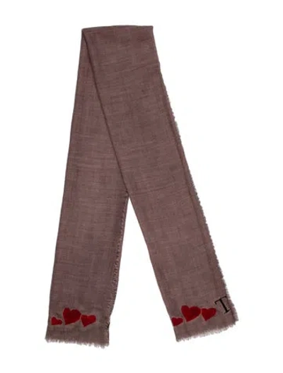 Pre-owned Faliero Sarti Wool Graphic Print Scarf In Pink