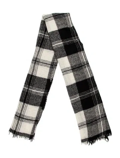 Pre-owned Faliero Sarti Wool Plaid Print Scarf In Black