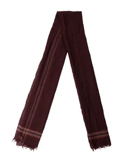 Pre-owned Faliero Sarti Wool Striped Scarf In Red