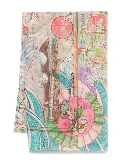 Faliero Sarti X Paolo Fiumi Japan Printed Scarf Accessories In Multicolour