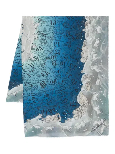 Faliero Sarti X Paolo Fiumi Sweet Dreams Printed Scarf In Blue