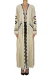 Faliero Sarti Zoe Embroidered Lined Coat In Neutral