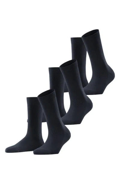 Falke 6-pack Cotton Blend Crew Socks In Dark Navy