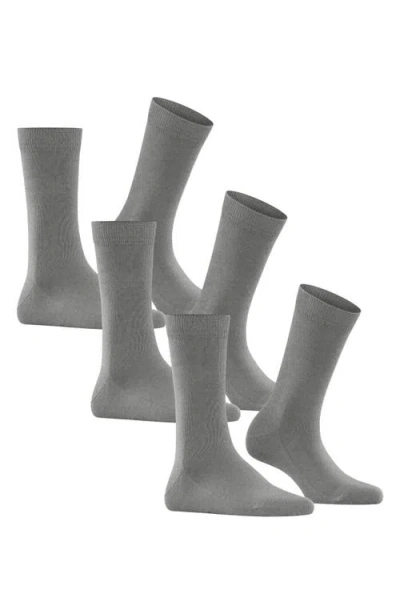 Falke 6-pack Cotton Blend Crew Socks In Grey Mix