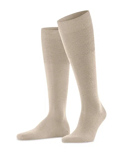 Falke Airport Merino Wool Blend Knee High Socks In Beige Melange
