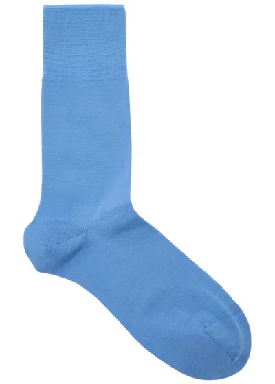Falke Airport Wool-blend Socks In Light Blue