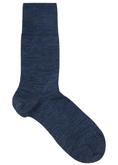 Falke Airport Wool-blend Socks In Blue