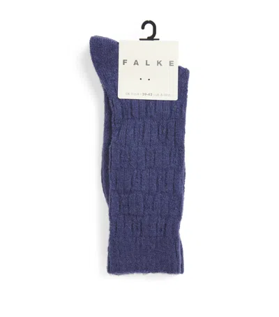 Falke Alpaca-blend Brick Wall Socks In Blue