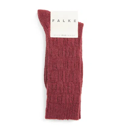 Falke Alpaca-blend Brick Wall Socks In Burgundy