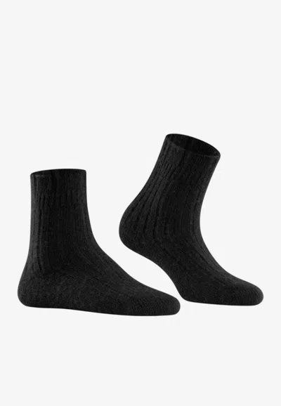 Falke Bedsock Ribbed Slipper Socks In Black