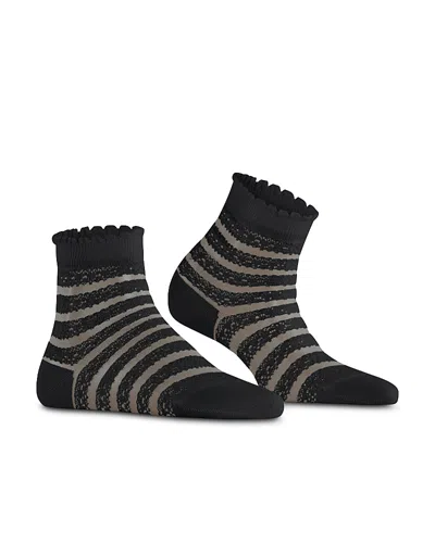 Falke Stripe Border Lace Ankle Socks In Black